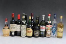 AN ASSORTMENT OF 13 WINES, LIQUERS AND SPIRITS, to include Martini