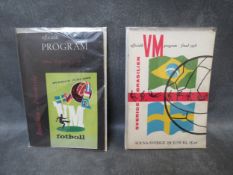 A 1958 FOOTBALL WORLD CUP SEMI FINAL PROGRAMME BRAZIL v FRANCE, together with the 1958 World Cup
