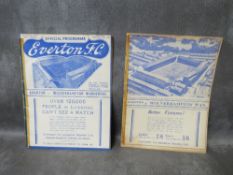 A 9TH FEBRUARY 197 / 1938 SEASON EVERTON v WOLVERHAMPTON WANDERERS FOOTBALL FROGRAMME, together with