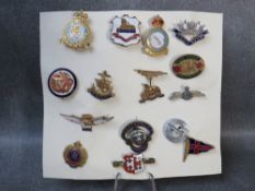 A COLLECTION OF FIFTEEN ENAMELLED MILITARY BADGES