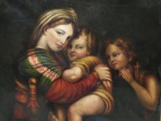 AFTER RENI. An 18th century study of the Madonna & Child, unsigned, oil on canvas, framed, 84 x 84