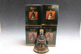 FOUR COLLECTORS BOTTLES OF BELL'S CHRISTMAS WHISKY, in original gift boxes, 1992,1993,1993,1995