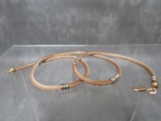 AN UNUSUAL ROPE EFFECT THREE COLOUR NECKLACE STAMPED 375 TO CLASP, approximate weight 9.9 g