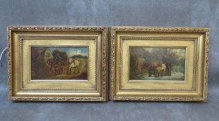 HENRY MELVILLE (XIX-XX). British school, a pair of rural scenes with working heavy horses, signed