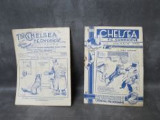 A PAIR OF VINTAGE CHELSEA v WOLVERHAMPTON WANDRERS FOOTBALL PROGRAMMES, from the 1934 / 1935 19th