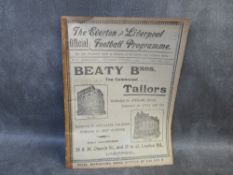EVERTON V WOLVERHAMPTON WANDERERS FOOTBALL PROGRAMME FROM THE 1904 / 1905 SEASON, which also