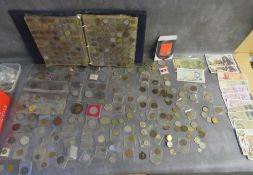 A COLLECTION OF BRITISH AND FOREIGN COINS, MEDALS, BADGES AND BANKNOTES, the banknotes include old