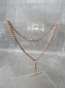 A HALLMARKED 9CT ROSE GOLD ALBERT WATCH CHAIN, approximate weight 38 g