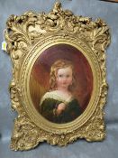AN EARLY 19TH CENTURY BRITISH SCHOOL OVAL PORTRAIT STUDY OF A YOUNG GIRL, unsigned, oil on canvas,