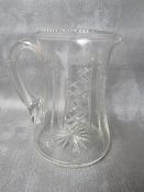 WHITE STAR LINE INTEREST - a cut glass water jug etched with the flag of The White Star Line, H 16