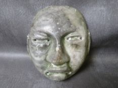 TRIBAL ART - A TEOTIHUACAN OR POSSIBLE OLMEC MASK, H 17 cm