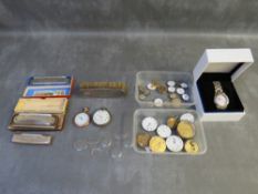 MIXED LOT OF COLLECTABLES, to include gents Stern and Lemann wristwatch, two tubs of watch parts,