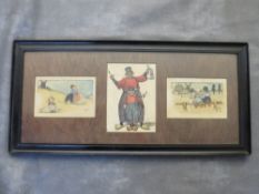 DOROTHY M COATS. Three in one frame Dutch figurative scenes, all signed and dated 1912, watercolours