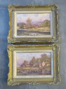 PAUL MORGAN (XX). British school, pair of wooded river landscapes, with figures, sheep and