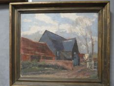 EDWARD GALLAM R.O.I. Modern British school, 'Farm at Gaddesden Row', see labels verso, signed