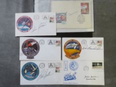 A COLLECTION OF FIVE SIGNED KENNEDY SPACE CENTER FL COVERS, various dates, together with a Russian