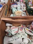 Two trays of Radford ceramics to include jugs and vases