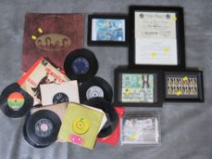 A collection of framed banknotes to include 2 Canada 20 dollars etc and a small quantity of stamps