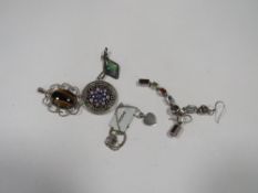 A quantity of silver and white metal jewellery to include a butterfly wing pendant