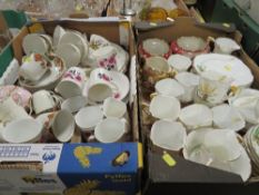 Two trays of assorted vintage tea ware etc