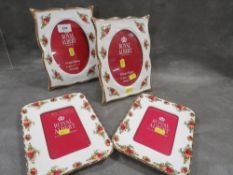 Two pairs of Royal Albert Old Country Roses photo frames