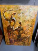 Lena Karpinsky - an acrylic on canvas ‘Thank You For The Music’, signed with paperwork verso 92 x 61