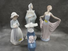 Two Nao figures together with two Lladro figures (4)