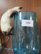 A vintage Beswick cat and mouse glass vase