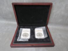U.S.A. NGC scabbard 2014 eagle 1oz coins x2 both graded MS70. presented in fitted case