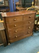 A quality 19th century five drawer bowed chest of drawers