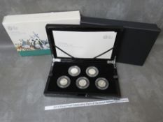 Royal Mint 2019 'Fifty years of the 50p' silver proof, British Military 5 coin set in case of