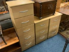 Three modern chests and a media unit. (4)