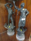 Two vintage spelter style farming figurines