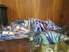 Seven vintage end of day style glass fish
