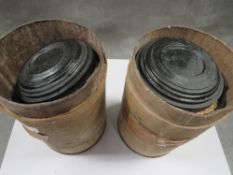 Two vintage tubes of pigeon shooting clays - some A/F