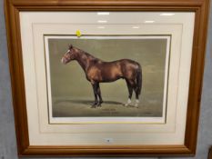SL Crawford - a framed and glazed limited edition print ‘Sadler’s Wells’ racehorse - signed in