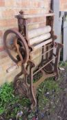 A cast iron clothes mangle