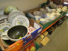 Three trays of assorted vintage ceramics etc