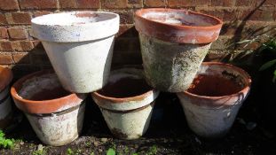 Five large terracotta garden pots (5)