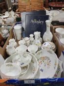 A tray of assorted Aynsley ceramics to include Wild Tudor and Cottage Garden