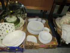 Three trays of assorted ceramics to include a vintage jug and bow