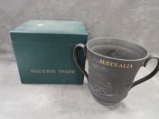 A Royal Doulton black Basalt large twin handled Captain Cook loving cup limited edition no.475