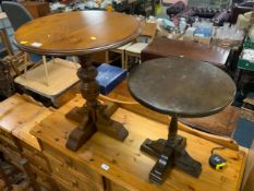 Two reproduction circular oak tables