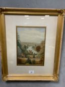 Alf S Watson - a small framed and glazed watercolour depicting a country landscape with pool 26 x 18