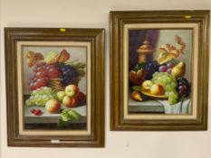 W Jenkins - A pair of framed oil on canvas paintings depicting still life 40 x 30 cm. (2)