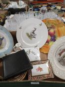 Three trays of assorted ceramics and glassware to include Masons Chartreuse etc
