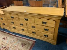 A quality light oak seven drawer chest of drawers W 151 cm