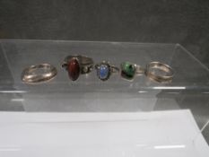 Five vintage silver dress rings (5)