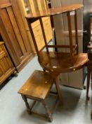 A oak occasional table with a hall table and another small table. (3)