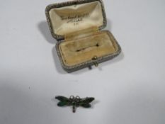 An Art Nouveau silver and enamel dragonfly brooch hallmarked Chester 1909